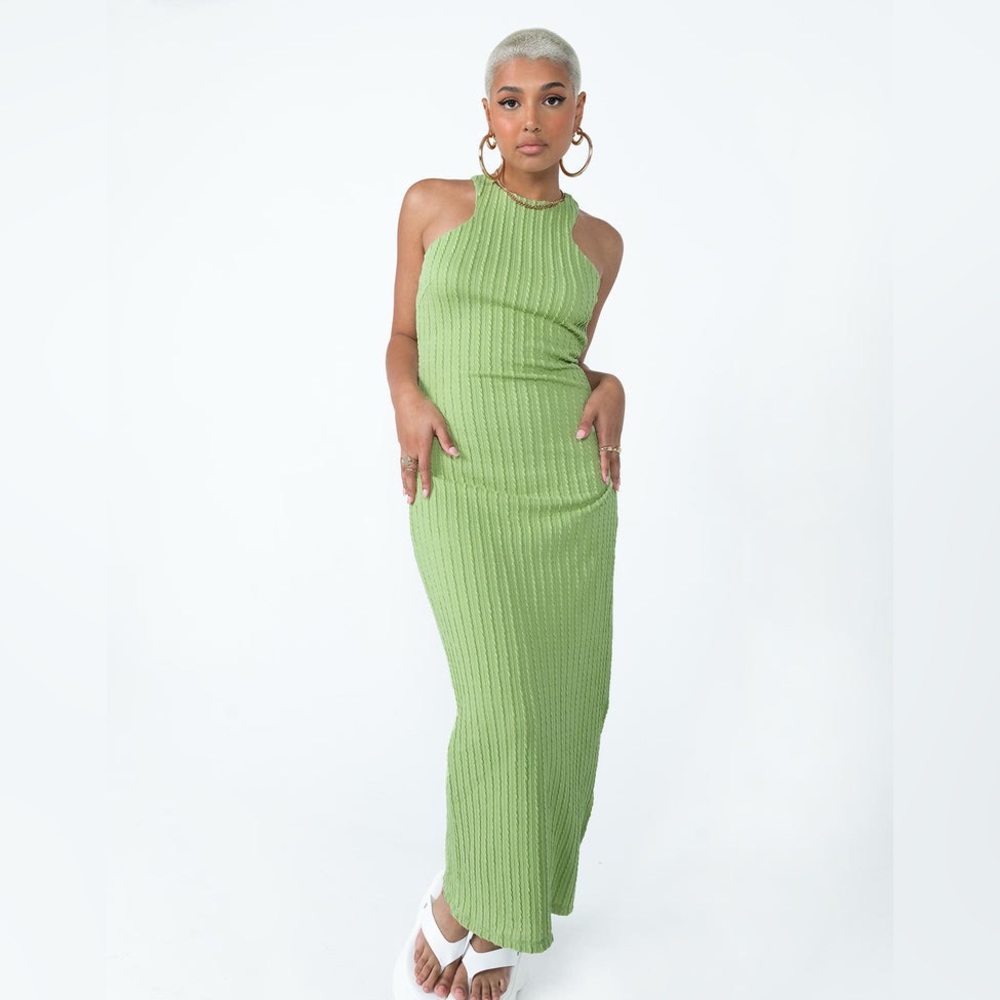 Princess polly ribbed maxi sage dress nwot